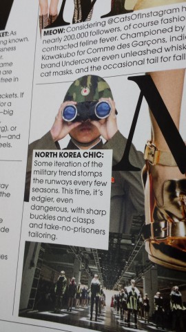 There's no way you're going to convince me that North Korea is fashionable, though, sorry