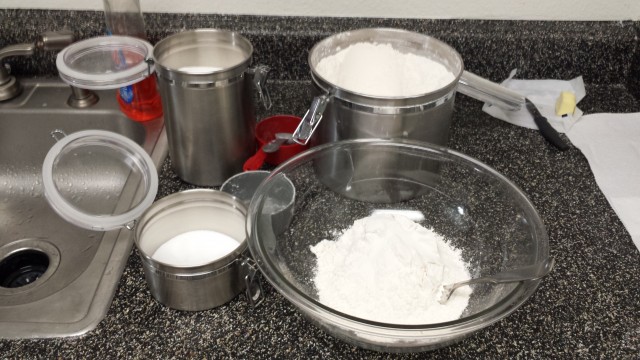 Flour, sugar, salt