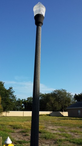 One of the streetlights, a lot less creepy now that there are actual houses