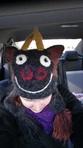 This is me showing off my fave winter hat