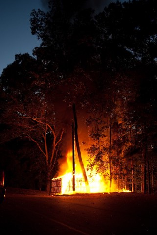 When we first walked outside, the wind was up and we were getting hit with sparks.